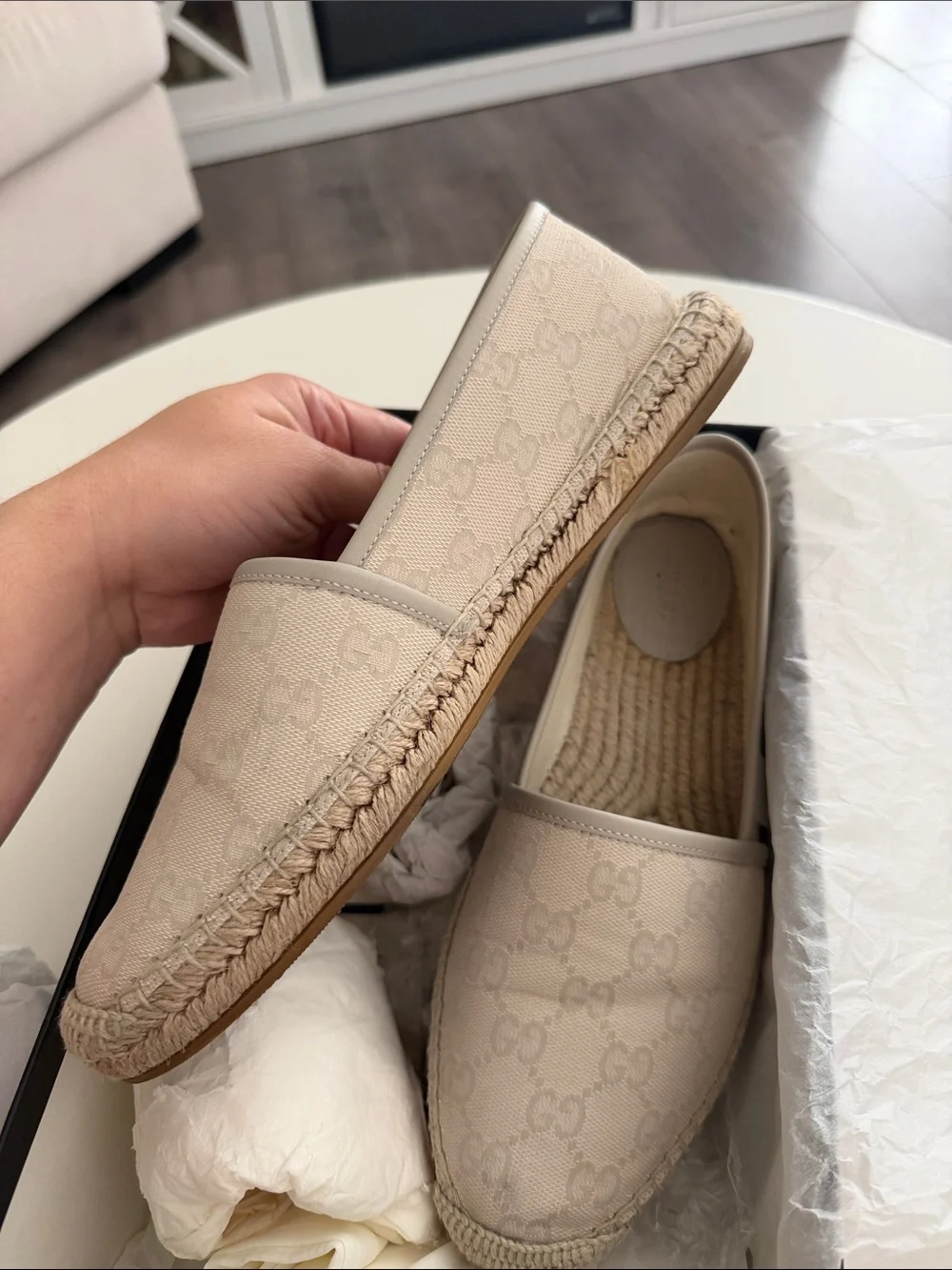 Gucci Beige GG Canvas Espadrilles